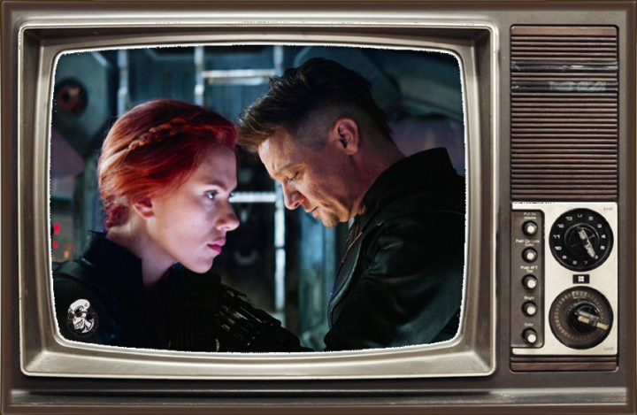 Scarlett Johansson as Black Widow and Jeremy Renner as Hawkeye in 'Avengers: Endgame'.
